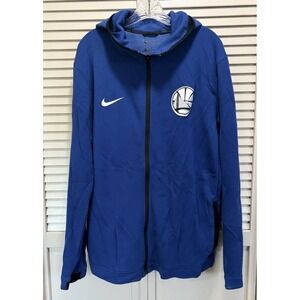 NIke NBA Golden State Warriors Hoodie Graphic‎ Logo Zip Up Jacket Size XL Blue